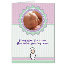 Cutietoots Birth Announcement - Pink/Green - Girl Card