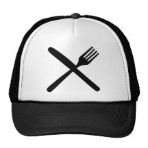cutlery fork and knife crossed trucker hats