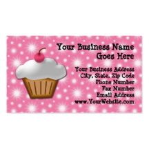 Cutout Cupcake with Pink Cherry on Top Business Card Template