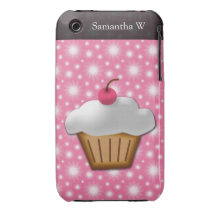 Cutout Cupcake with Pink Cherry on Top iPhone 3 Case-Mate Cases