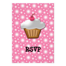 Cutout Cupcake with Pink Cherry on Top Invite