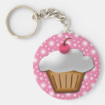 Cutout Cupcake with Pink Cherry on Top Key Chains