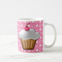 Cutout Cupcake with Pink Cherry on Top Mugs