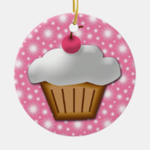 Cutout Cupcake with Pink Cherry on Top Ornament