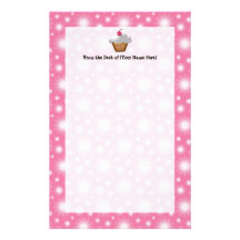 Cutout Cupcake with Pink Cherry on Top Personalized Stationery
