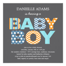 Cutout Letters Baby Shower Invitation - Boy