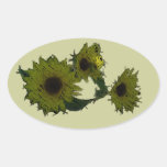 Cutout "Straw" Sunflowers Oval Sticker