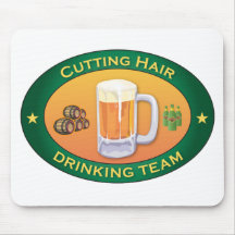 Cutting Hair Drinking Team Mouse Mat