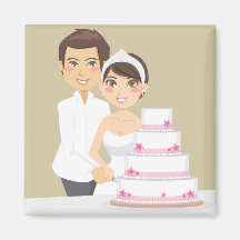 Cutting Wedding Cake Fridge Magnets
