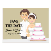 Cutting Wedding Cake Post Cards
