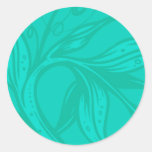 Cyan Floral Sticker