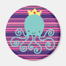 Cyan Octopus Princess Refrigerator Magnets