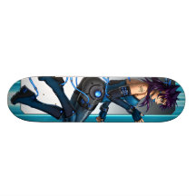 Cybernetic Anime Girl Custom Skate Board
