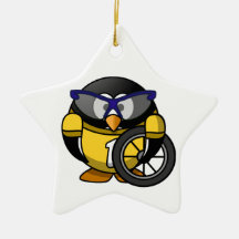 Cyclist penguin ornament