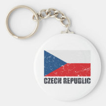 Czech Republic Vintage Flag Key Chain