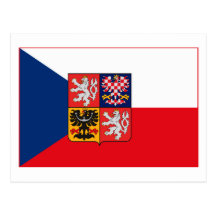Czechoslovakia Flag w COA (light) Postcard