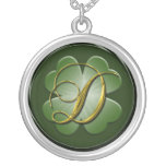 D Black Green Gold Monogram Initial Pendant D
