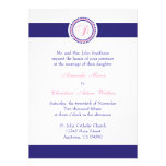 D Monogram Dot Circle Wedding Invitations (Navy)