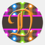 D Monogram Letter Envelope Seal Round Stickers