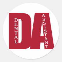 DA - BIG RED BOLD DENTAL ASSISTANT STICKERS