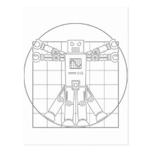 Da Vinci Vitruvian Robot Postcard