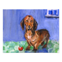 Dachshund blue room portrait personalized announcement