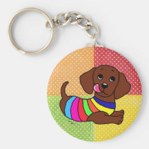 Dachshund Cartoon 1 mosaic Key Chain