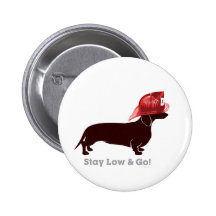Dachshund Firefighter "Stay Low" Buttons