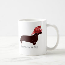 Dachshund Firefighter "Stay Low" Mugs
