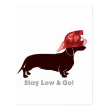 Dachshund Firefighter "Stay Low" Postcards