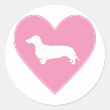 Dachshund Heart Classic Pink Sticker