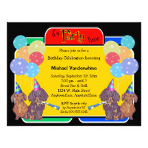 Dachshund Hound Birthday Barker Custom Invitation