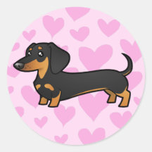 Dachshund Love (smooth coat) Round Stickers