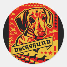 Dachshund Propaganda Round Stickers