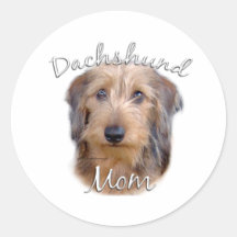 Dachshund (wirehaired) Mum 2 Round Sticker