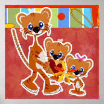 Dad and Kid Tigers Poster