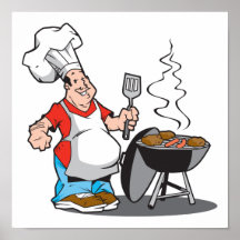 dad cooking on the grill print