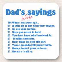 Dad's favourite sayings drink coaster