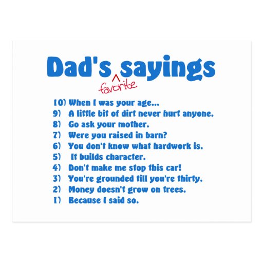 Dads favourite sayings postcard