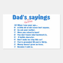 Dad's favourite sayings rectangle stickers