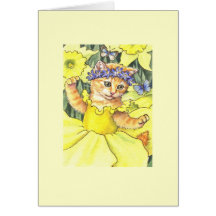 Daffodil Kitten Blank Note Card