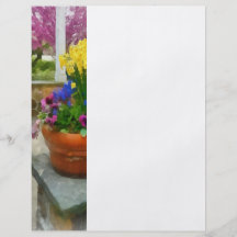 Daffodils and Pansies in Flowerpot Flyer Design