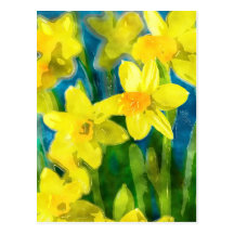 Daffodils Postcard in watercolor