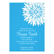 Dahlia Blue Flower Invitation