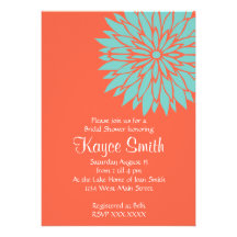 Dahlia Coral Flower Invitation