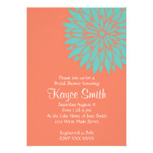 Dahlia Coral Flower Invitation