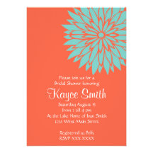 Dahlia Coral Flower Invitation
