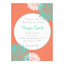 Dahlia Coral Flower Invitation