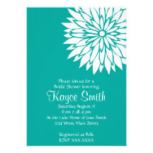 Dahlia Teal Flower Invitation