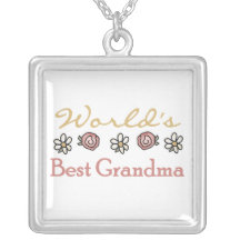 Daisies and Roses World's Best Grandma Gifts Necklaces
